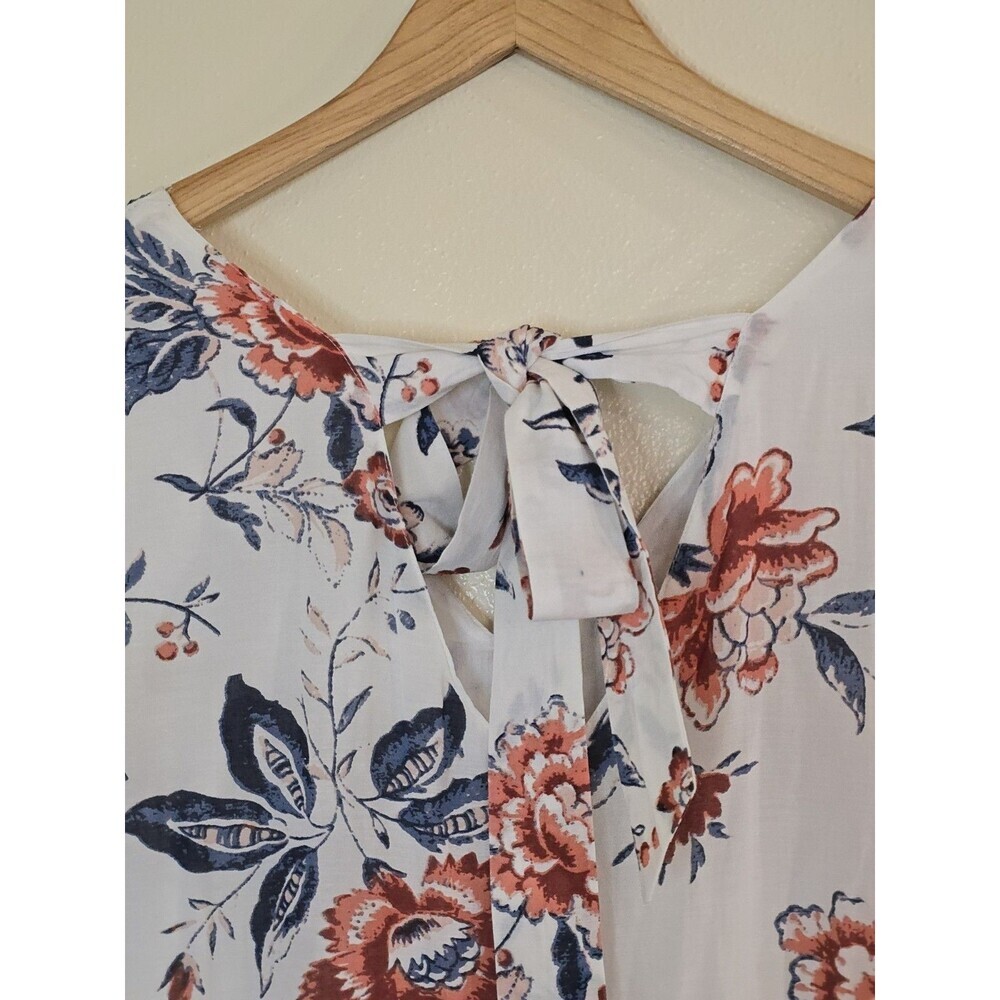 Lucky Brand Floral Tiered Midi Dress Puff Sleeve Cotton Blend Womens Size Small - Picture 10 of 14